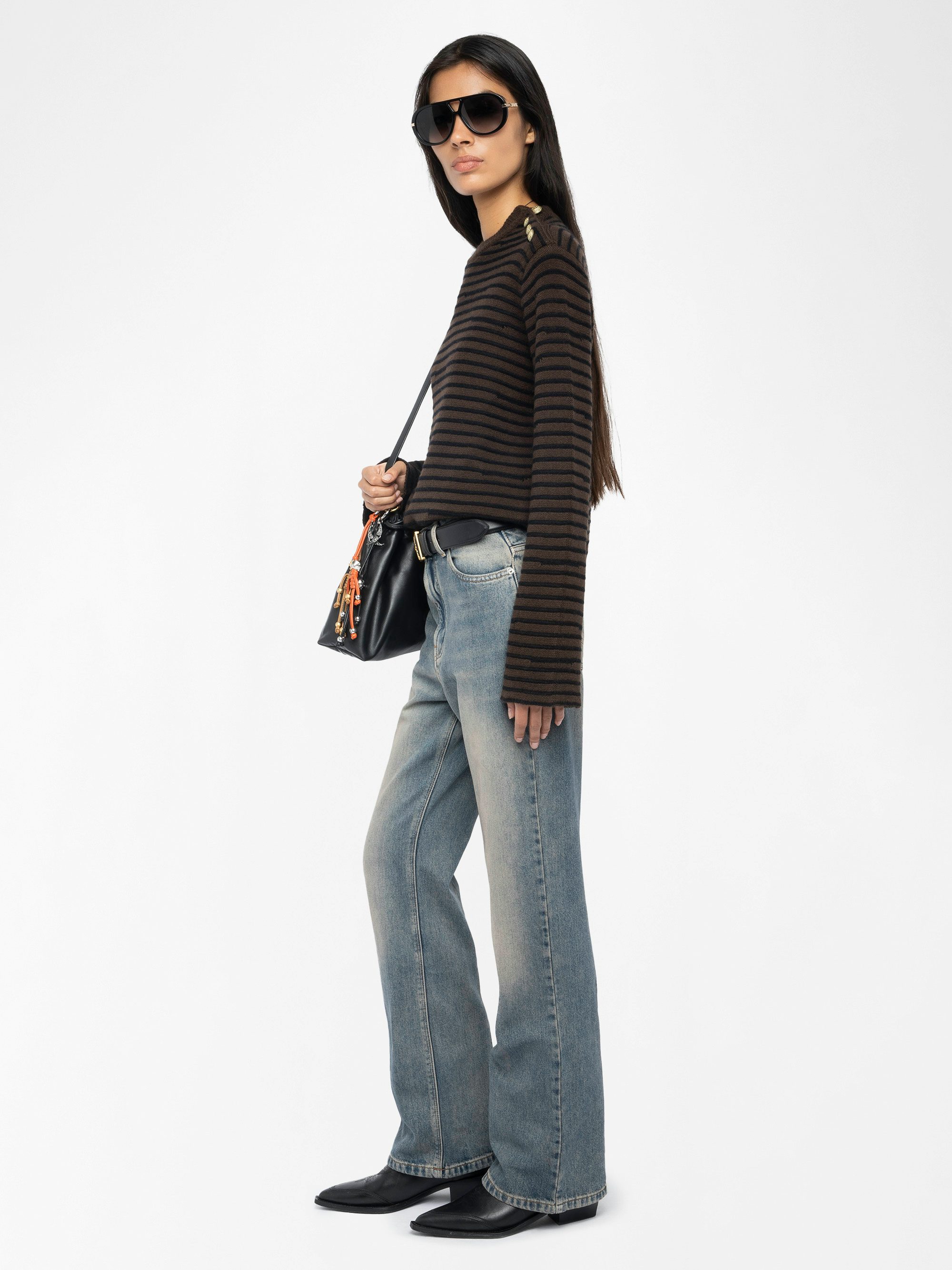 Spiky Jumper - Striped nautical jumper with wing buttons.